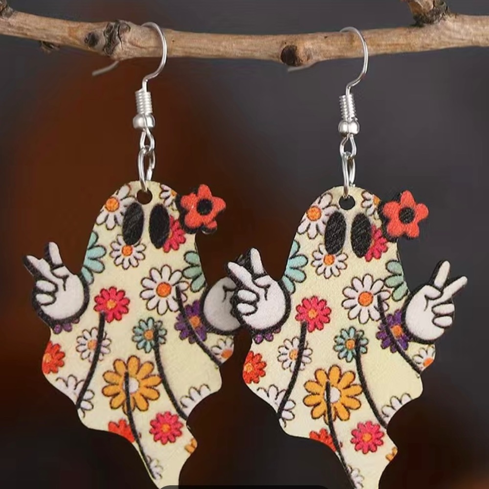 Super Groovy Ghost Earrings Halloween